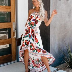Granada Floral High Low Halter Dress